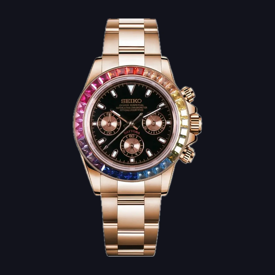 Seiko Daytona Mod Watch – Rainbow Daytona – Rosegold Chronograph 40mm