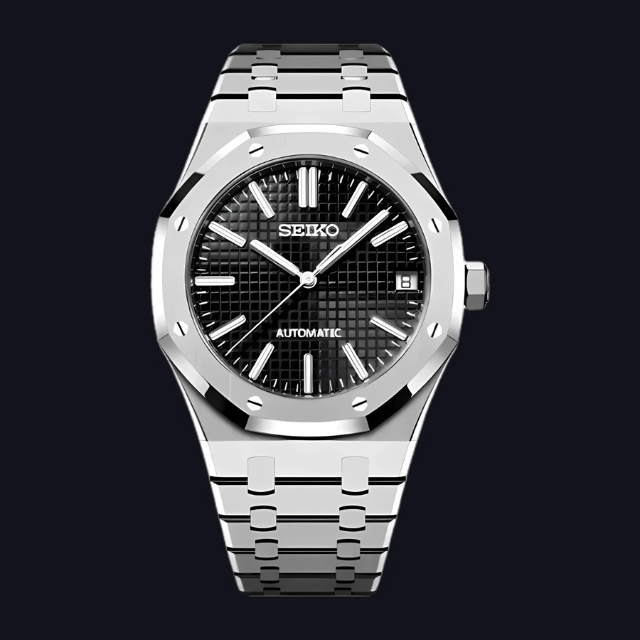 Seiko Royal Oak Mod Watch – Black Dial Automatic 41mm