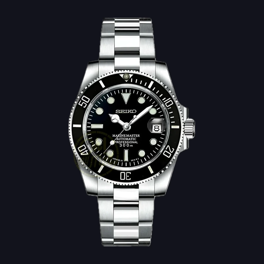 Seiko Submariner Mod Watch – Black Dial Automatic 40mm