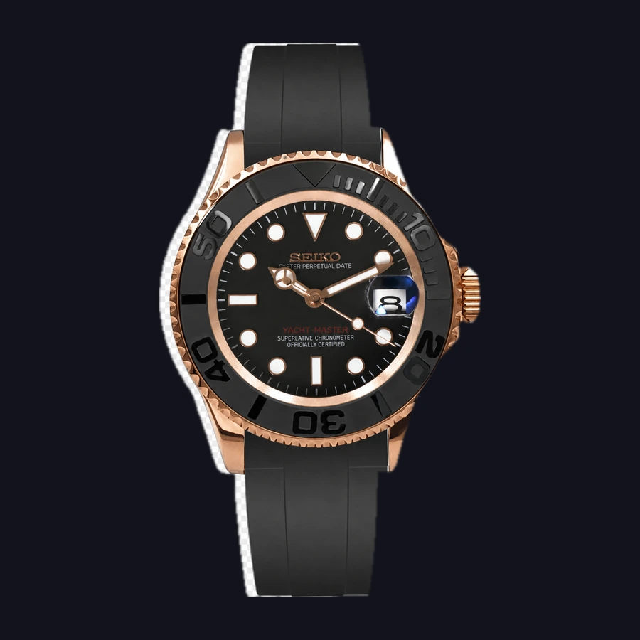 Seiko Yatchmaster Mod Watch – Rose-gold Black Dial Automatic 40mm